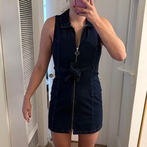 Top Shop Dark Blue Denim Zip-Up Dress